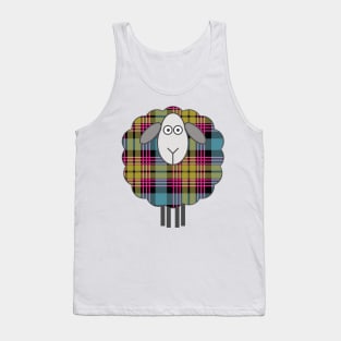 Scottish Pink, Blue and Yellow Tartan Patterned Sheep Tank Top